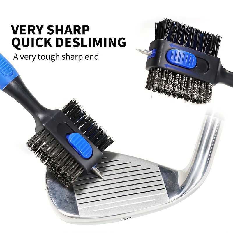 Golf Equipment To Improve Your Game - Dubbelzijdige golfclubreinigingsborstel Intrekbare groefreiniger met karabijnhaak